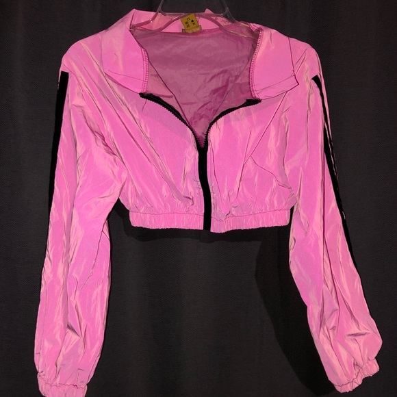 LF Jackets & Blazers - Pink reflective cropped windbreaker